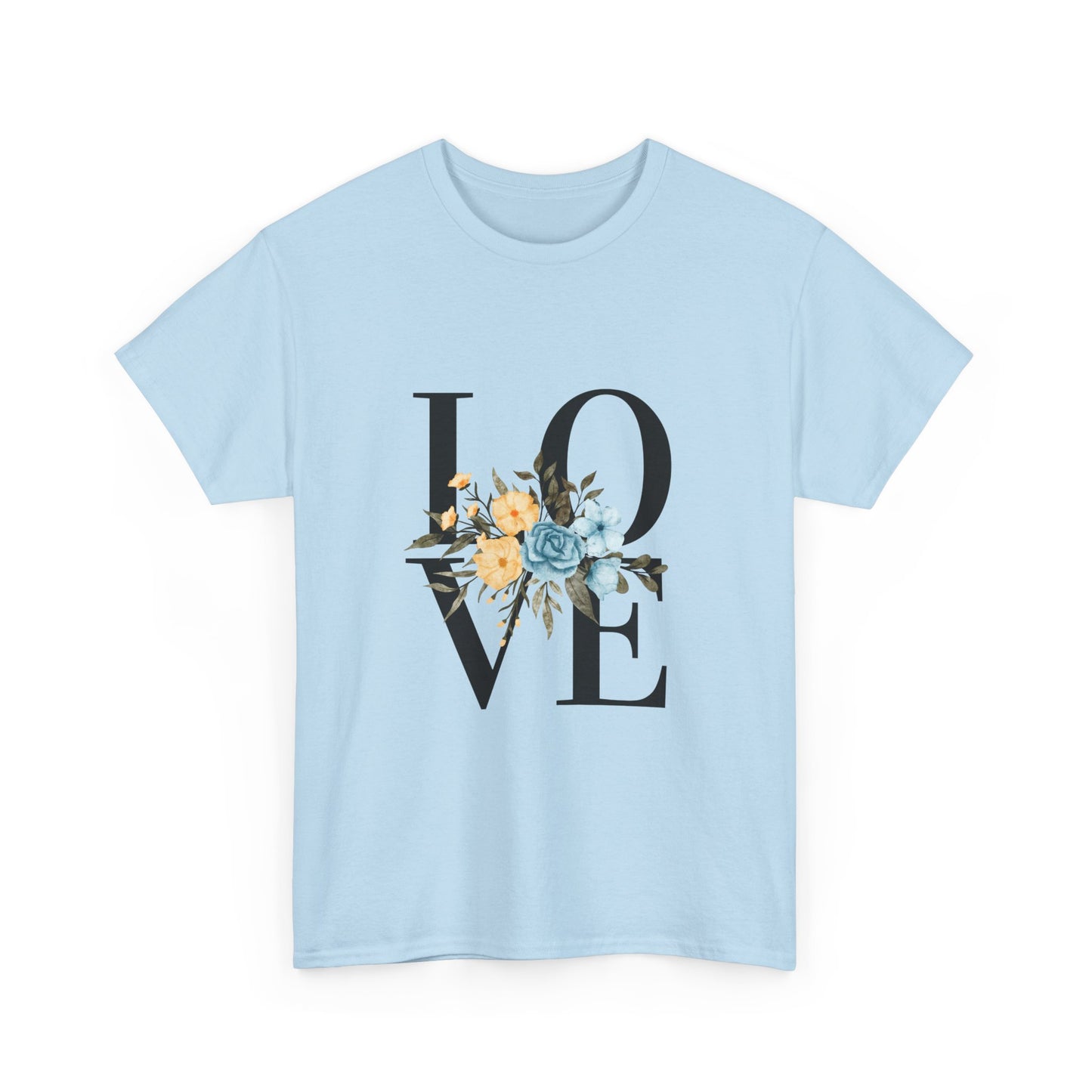 Love and Flowers Tee, Romantic Floral T-Shirt, Heartfelt Declaration Shirt, Valentine's Day Gift, Gender Neutral Top, Unisex Cotton Tee