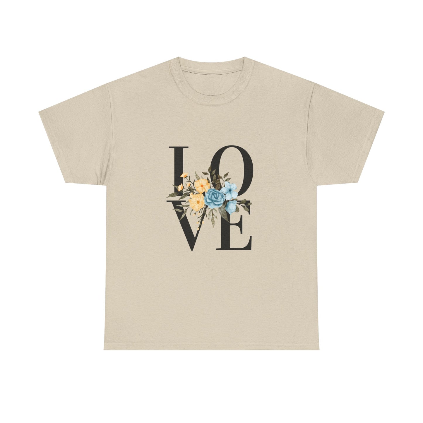 Love and Flowers Tee, Romantic Floral T-Shirt, Heartfelt Declaration Shirt, Valentine's Day Gift, Gender Neutral Top, Unisex Cotton Tee