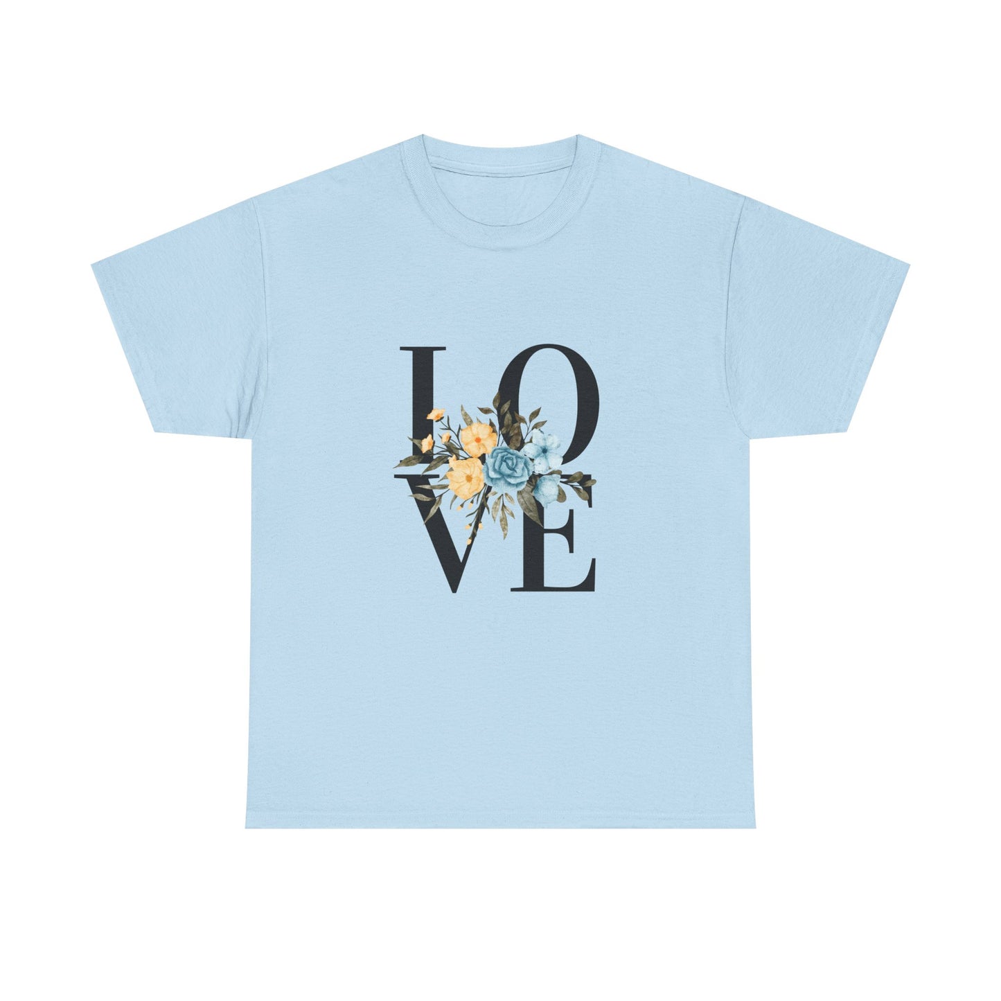 Love and Flowers Tee, Romantic Floral T-Shirt, Heartfelt Declaration Shirt, Valentine's Day Gift, Gender Neutral Top, Unisex Cotton Tee