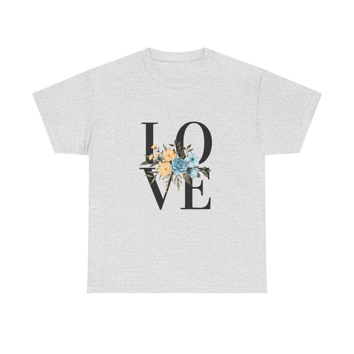 Love and Flowers Tee, Romantic Floral T-Shirt, Heartfelt Declaration Shirt, Valentine's Day Gift, Gender Neutral Top, Unisex Cotton Tee