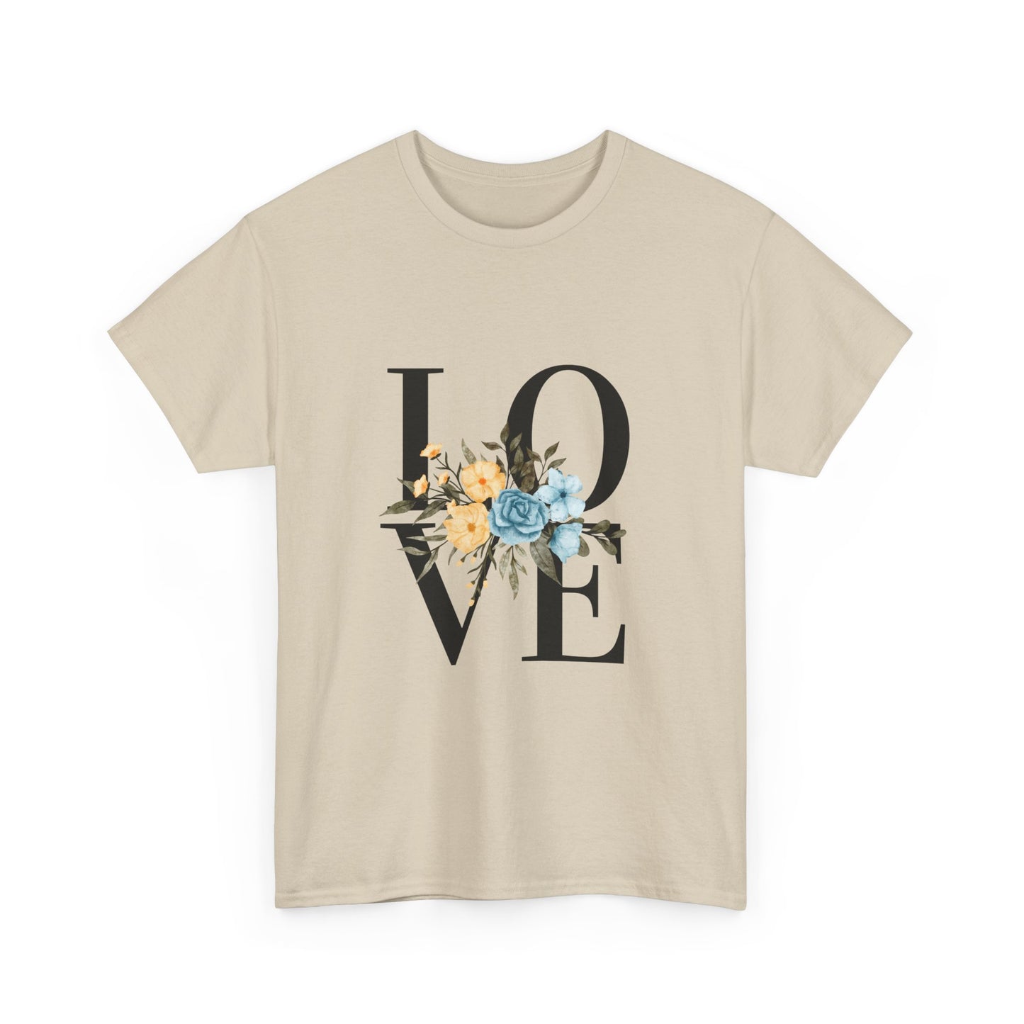 Love and Flowers Tee, Romantic Floral T-Shirt, Heartfelt Declaration Shirt, Valentine's Day Gift, Gender Neutral Top, Unisex Cotton Tee