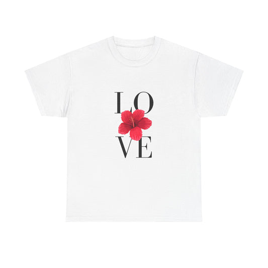 Hibiscus Love Tee, Minimalist Floral Shirt, Delicate Flower T-Shirt, Passionate Nature Top, Unisex Cotton Tee