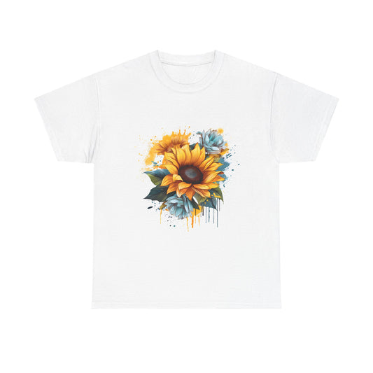 Tshirt tournesol,shirt fleurs graines, t-shirt fleurs, tshirt fleurs, tshirt graines de tournesol, tshirt d'été, tshirt jardin de fleurs