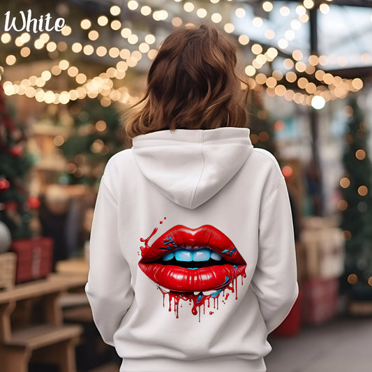 Hoodie Lèvres Rouges, Sweat-shirt Baiser Coloré, Pull Lèvres Éclatantes, Sweat Bouche Vibrante, Hoodie Design Rouge à Lèvres, Sweat Artiste