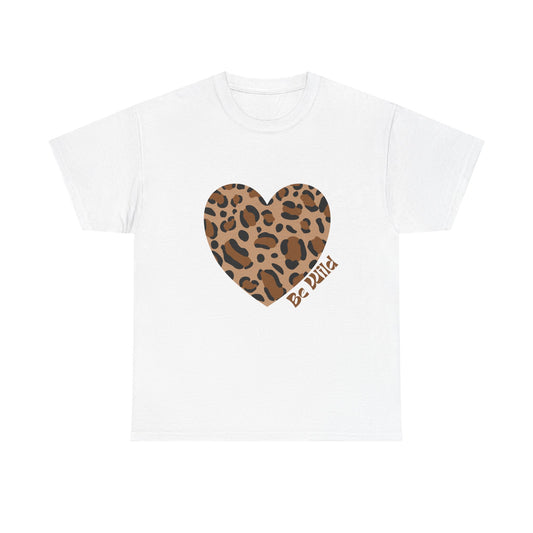 Leopard Heart oversized Tee, Be Wild Animal Print T-Shirt, Jungle Theme Graphic Shirt, Safari Inspirational Top, Wildlife Lover Gift