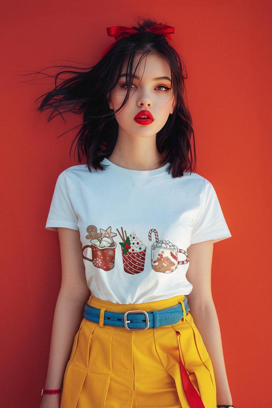 Christmas Drinks Cozy T-shirt, Holiday Tshirt, Festive Season Shirt , Winter Beverage Top, Couple Shirt, Comfy Holiday Gift, Seasonal Outfit